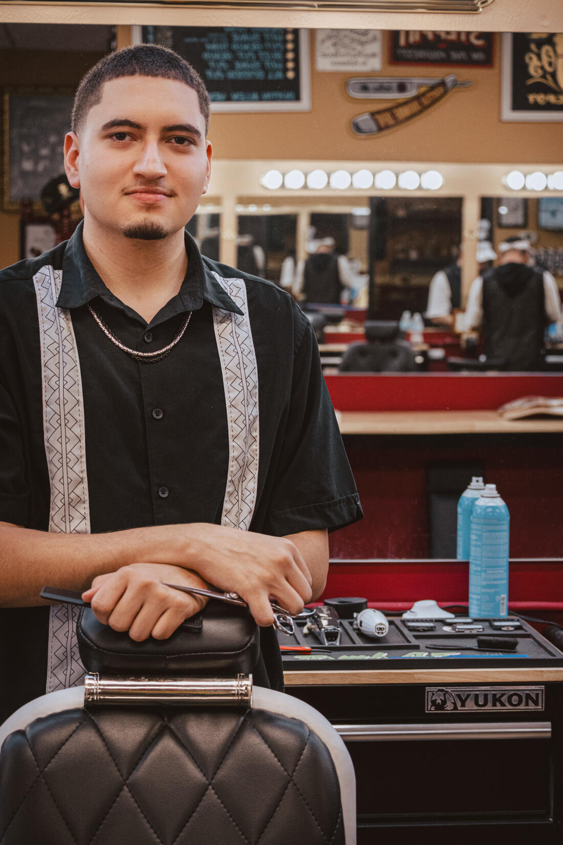 Josiah, barber at Dusty Jo's Debonaire Depot